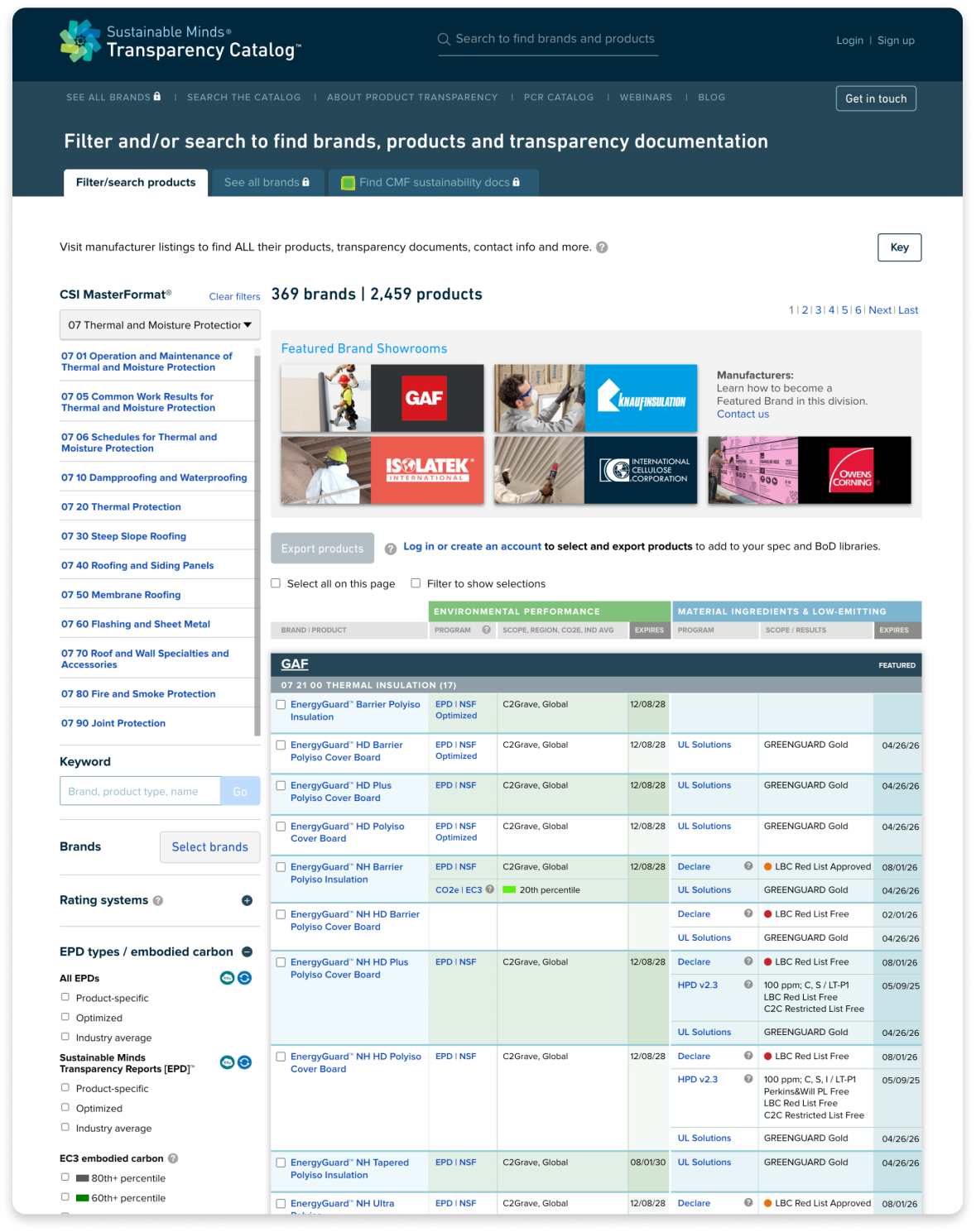 Transparency Catalog Filters